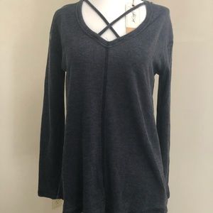 NWT White Crow Waffle-Knit Criss Cross Tee